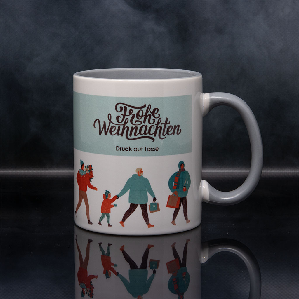 Bunt bedruckte Tasse mit Spruch 11oz (300ml) Frohe Weihnachten